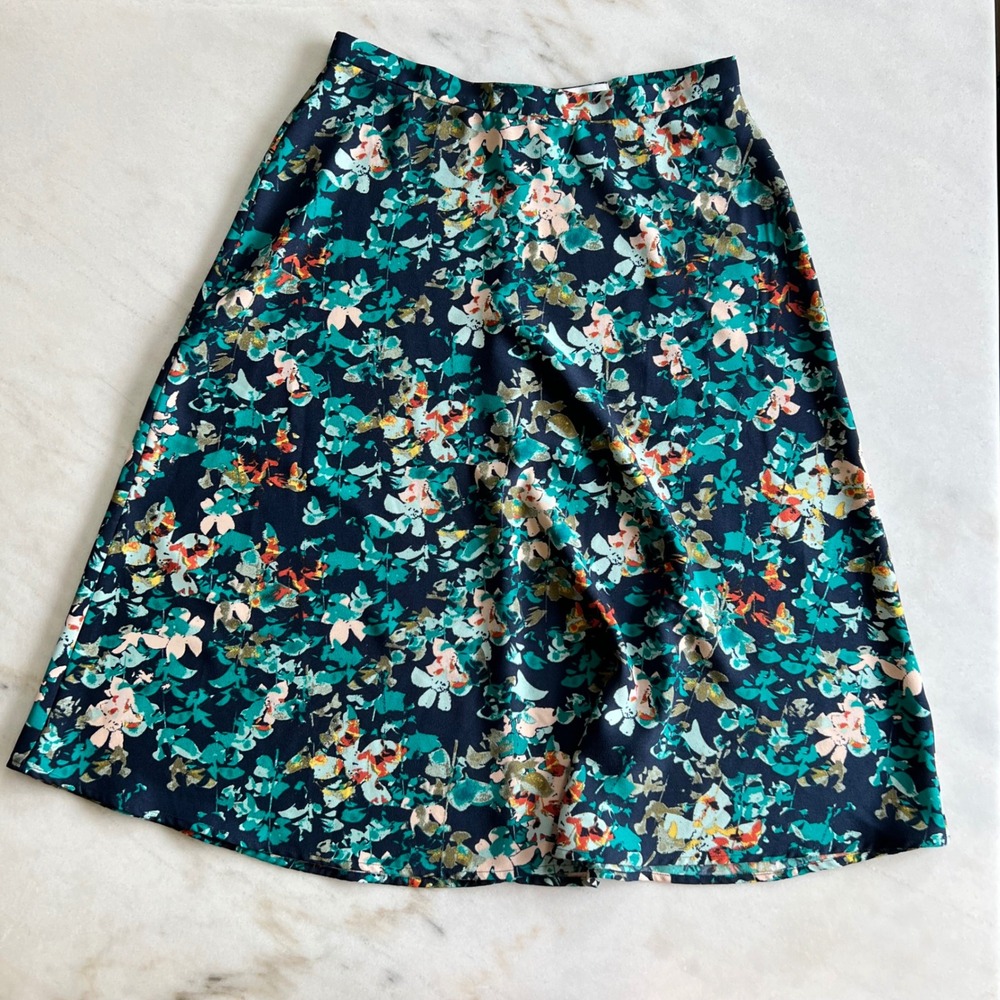Vintage‎ Van Heusen Floral Print Skirt Size 4 A-Line Midi Career Casual